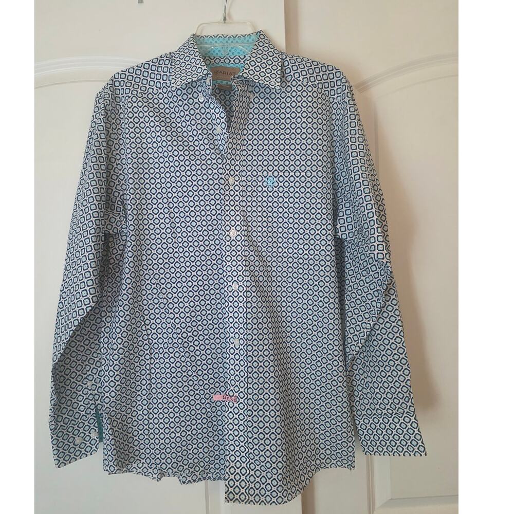 Ariat Men's Wrinkle-Free Patterned Long Sleeve Button Down Shirt S Contrast Cuff